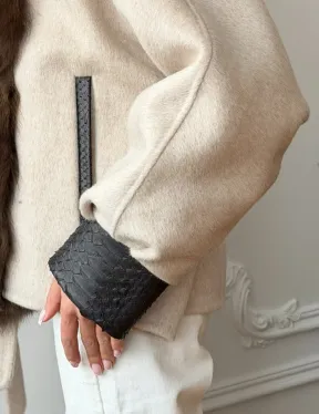 Женское шерстяное полупальто с мехом