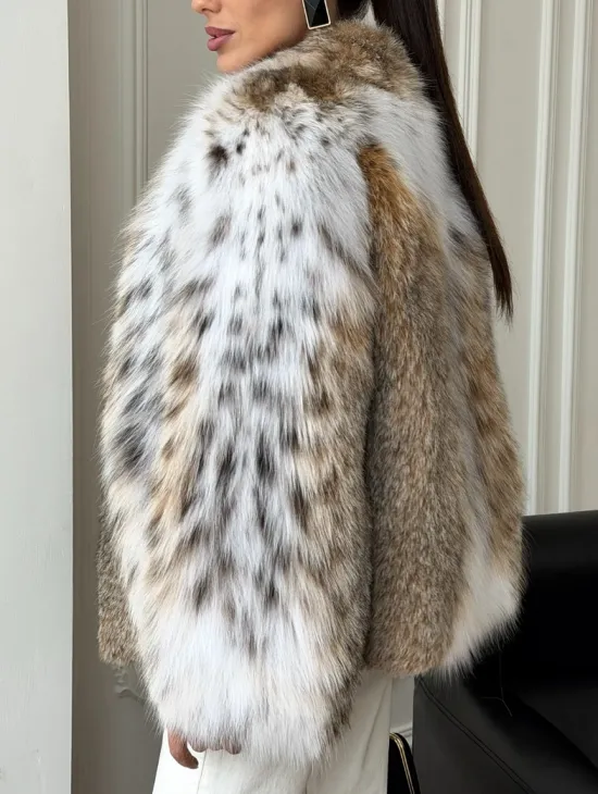 Шуба из натурального меха рыси