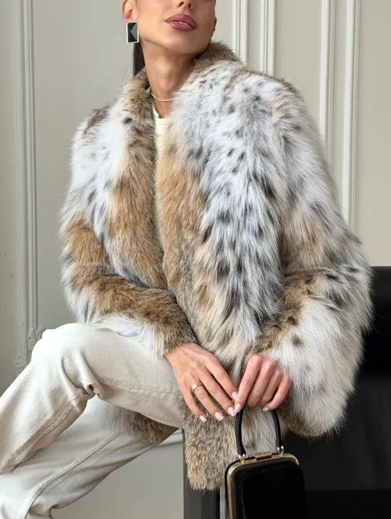 Шуба из натурального меха рыси