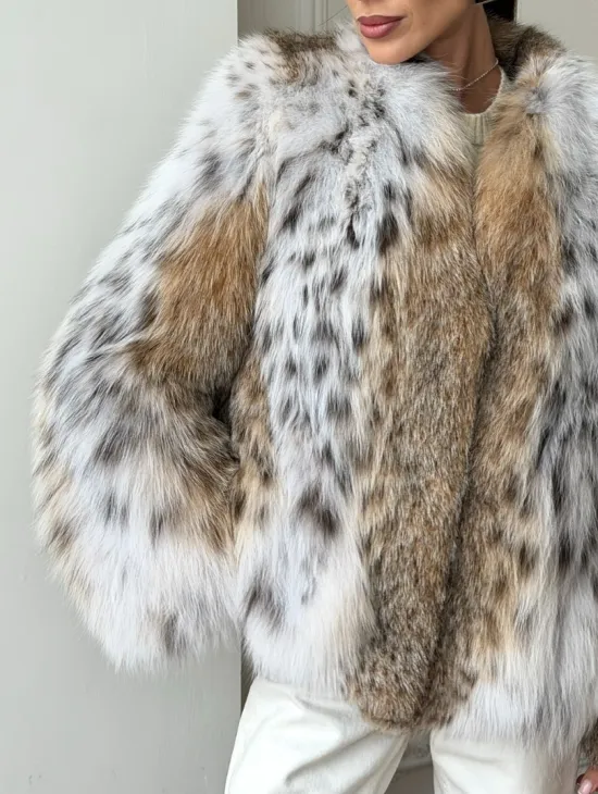 Шуба из натурального меха рыси