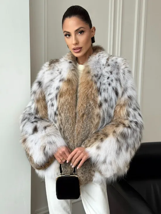 Шуба из натурального меха рыси