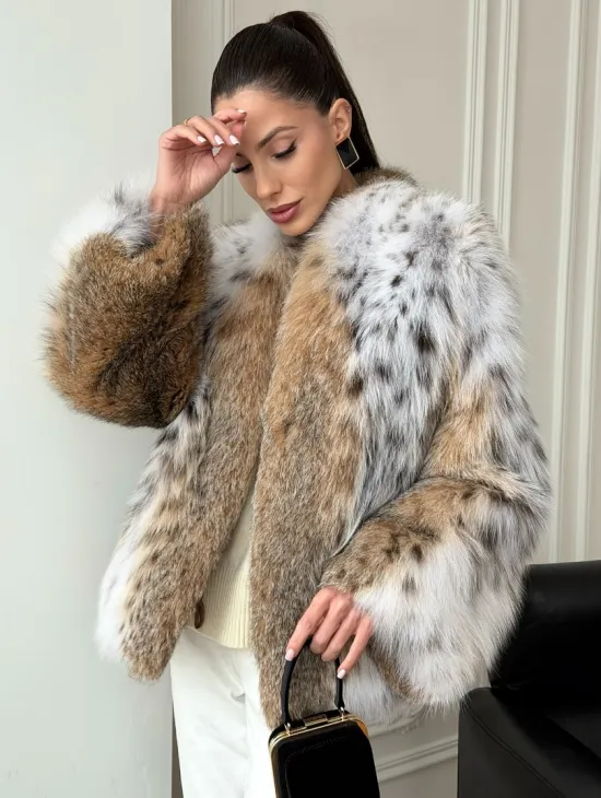 Шуба из натурального меха рыси