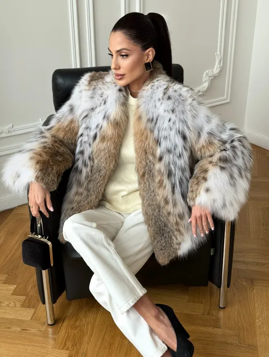 Шуба из натурального меха рыси