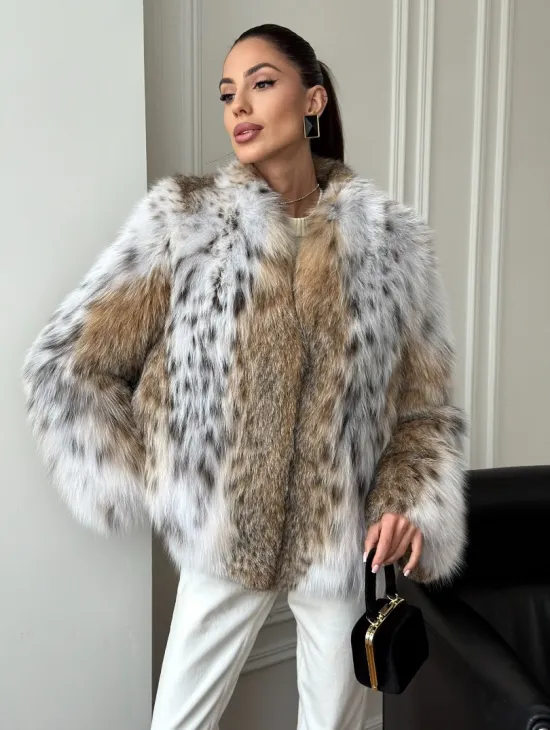 Шуба из натурального меха рыси