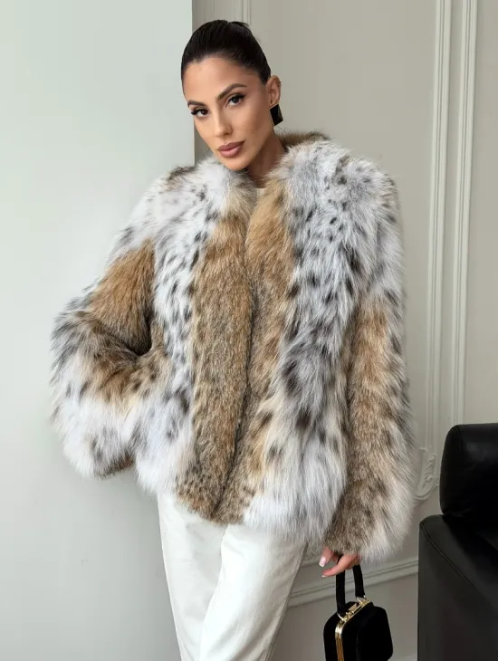Шуба из натурального меха рыси