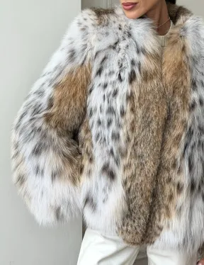 Шуба из натурального меха рыси