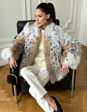 Шуба из натурального меха рыси