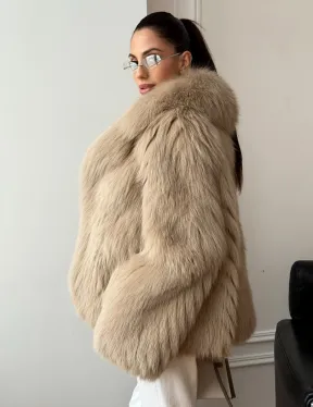 Шуба из лисы в росшив