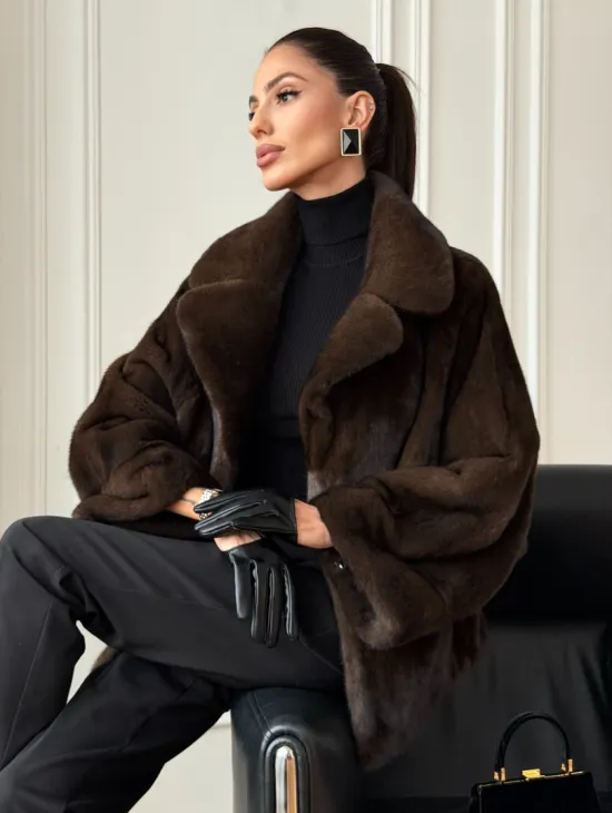 Короткая шуба из натурального меха норки