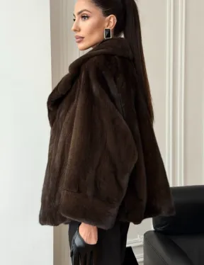 Короткая шуба из натурального меха норки