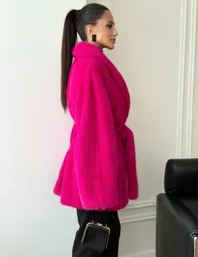 Шуба из плюшевой норки Velvet - фуксия