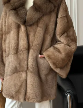 Шуба норковая с капюшоном куница