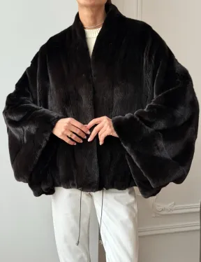 Короткая норковая шуба - пончо