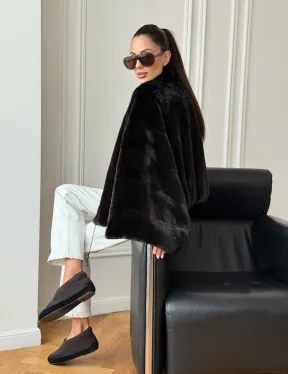 Короткая норковая шуба - пончо