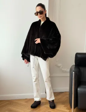 Короткая норковая шуба - пончо