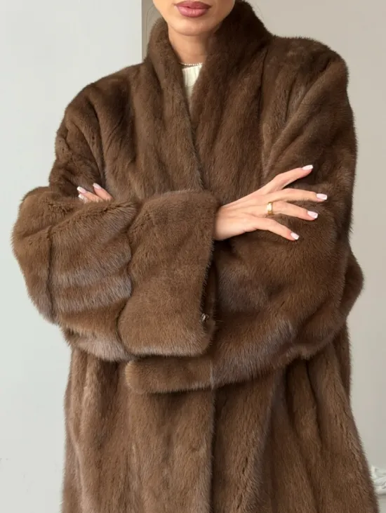 Полушубок из норки - цвет соболь