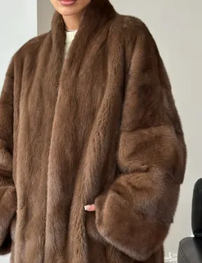 Полушубок из норки - цвет соболь