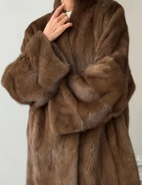 Полушубок из норки - цвет соболь