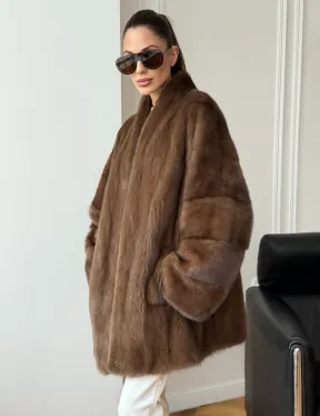 Полушубок из норки - цвет соболь