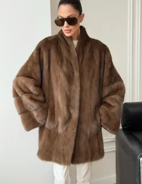 Полушубок из норки - цвет соболь