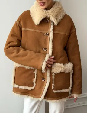 Двухсторонняя женская замшевая дубленка