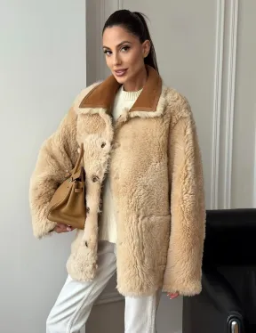 Двухсторонняя женская замшевая дубленка