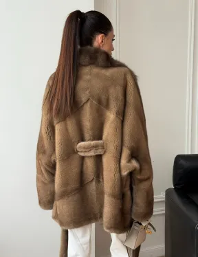 Шуба норка - воротник куница