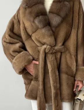 Шуба норка - воротник куница