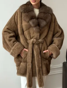 Шуба норка - воротник куница