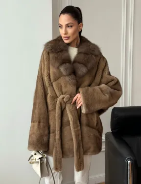 Шуба норка - воротник куница