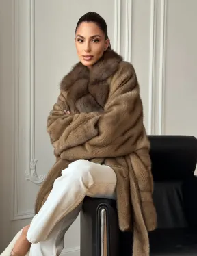 Шуба норка - воротник куница