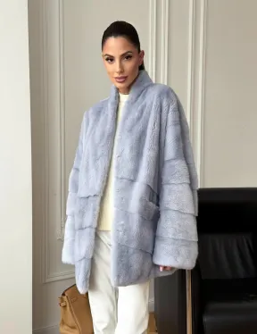 Голубая норковая шуба - жакет