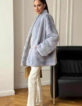 Голубая норковая шуба - жакет