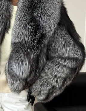 Кроп-шуба из чернобурой лисы