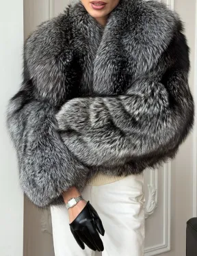 Кроп-шуба из чернобурой лисы
