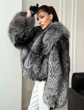 Кроп-шуба из чернобурой лисы