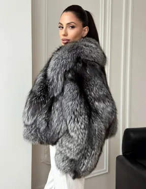Кроп-шуба из чернобурой лисы