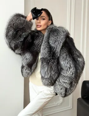 Кроп-шуба из чернобурой лисы
