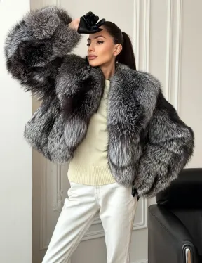 Кроп-шуба из чернобурой лисы