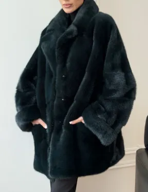 Зеленая норковая шуба - жакет