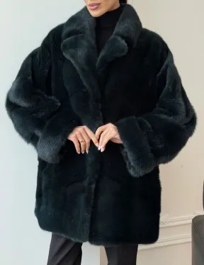 Зеленая норковая шуба - жакет