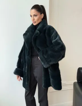 Зеленая норковая шуба - жакет