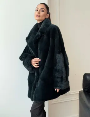 Зеленая норковая шуба - жакет