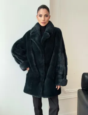 Зеленая норковая шуба - жакет