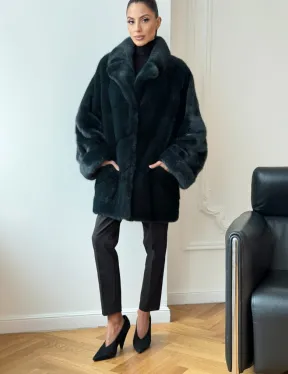 Зеленая норковая шуба - жакет