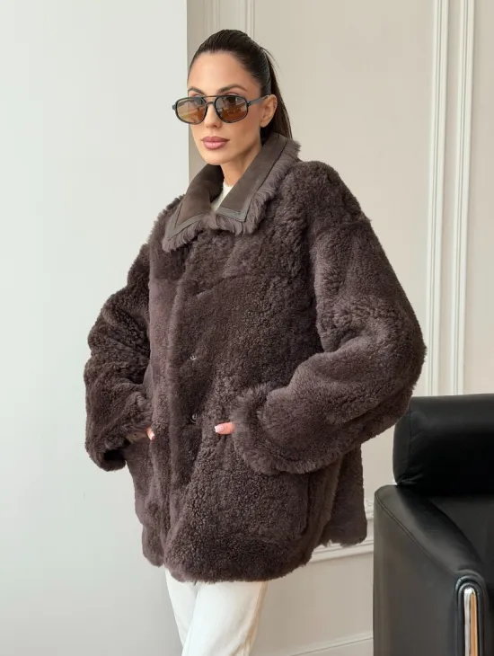 Двухсторонняя дубленка - мех тиградо - фото 12