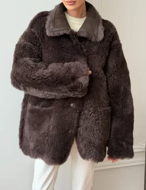 Двухсторонняя дубленка - мех тиградо