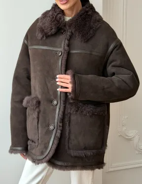 Двухсторонняя дубленка - мех тиградо