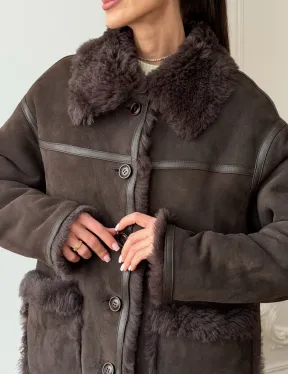 Двухсторонняя дубленка - мех тиградо