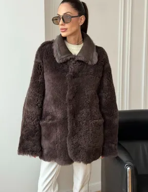 Двухсторонняя дубленка - мех тиградо